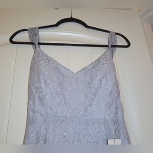 Lulu's Soft Gray Sheer Lace Low Back Dress - NWT - Size Small